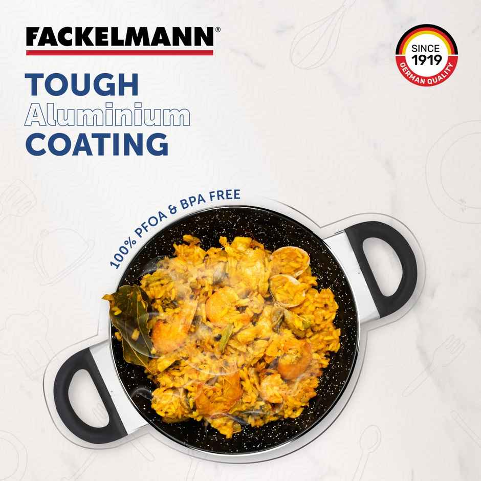 Fackelmann Nonstick Kadai with Glass Lid 26.5 cm Grey