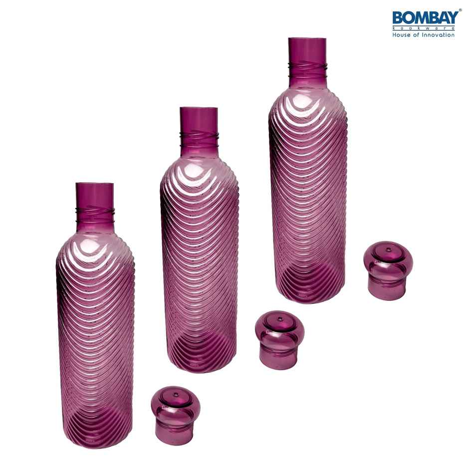H2O BPA-free Plastic Water Bottle | Set of 3 pcs | Each 1000 ml | Purple