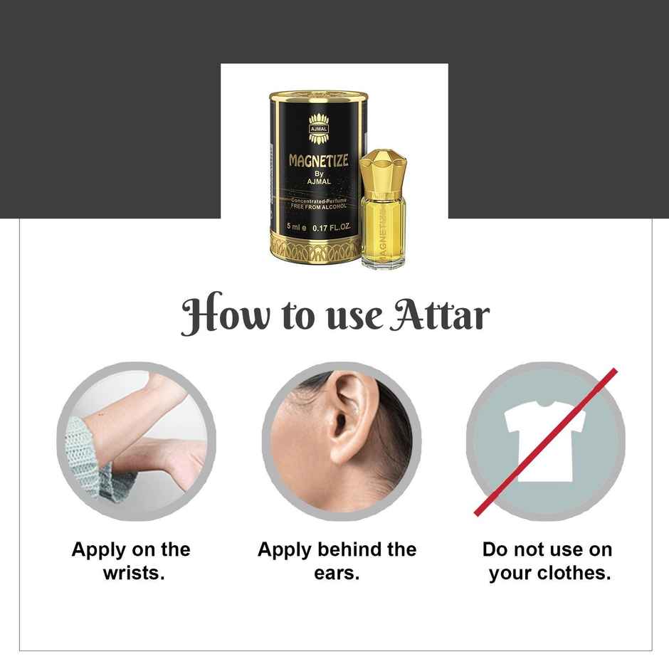 Ajmal Magnetize Attar Long Lasting Alcohol Free Perfume Oil for Men