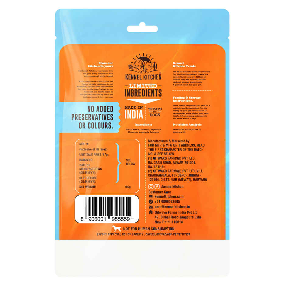 Kennel Kitchen Soft Baked Fish Sticks with Turmeric Treats for Dogs