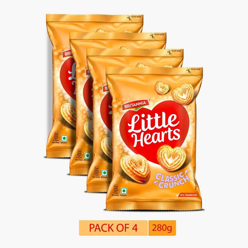 Britannia Little Hearts Classic Crunch Flavoured Biscuits | Combo | pack of 4