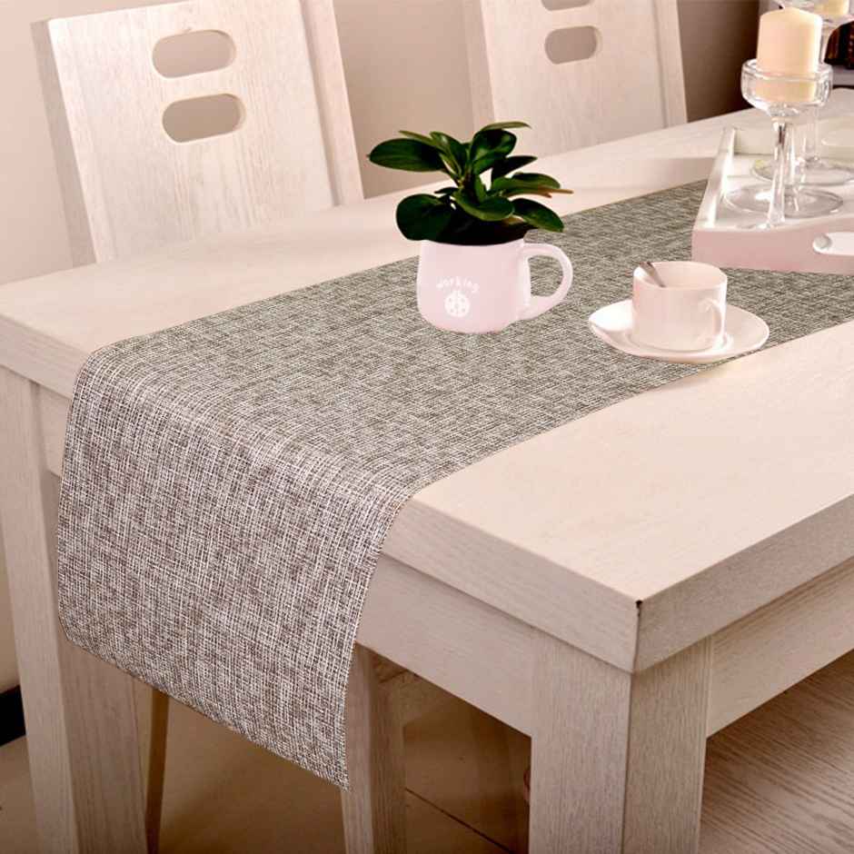 Lushomes Table Runner - Black Jacquard | Waterproof | Heat Resistant PVC | 6 Seater | 12 x 70 inch