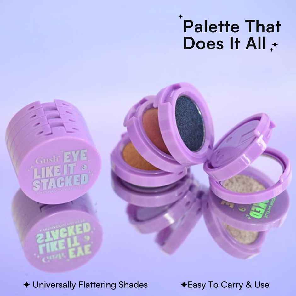 Gush Beauty Eye Like It Stacked | Easy To Blend 4 In 1 Eyeshadow Palette | Heavy Metal | Pearl, Blue, Starlight, & Bronze