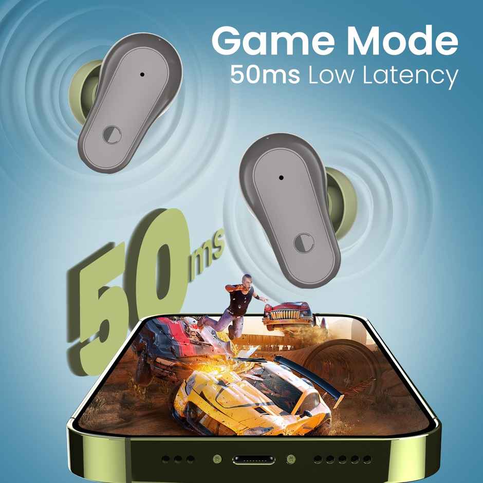 Cellecor Bropods C109 TWS With 60 Hrs Playtime ENC 50ms Low Latency Fast Charging - Type-c - Green