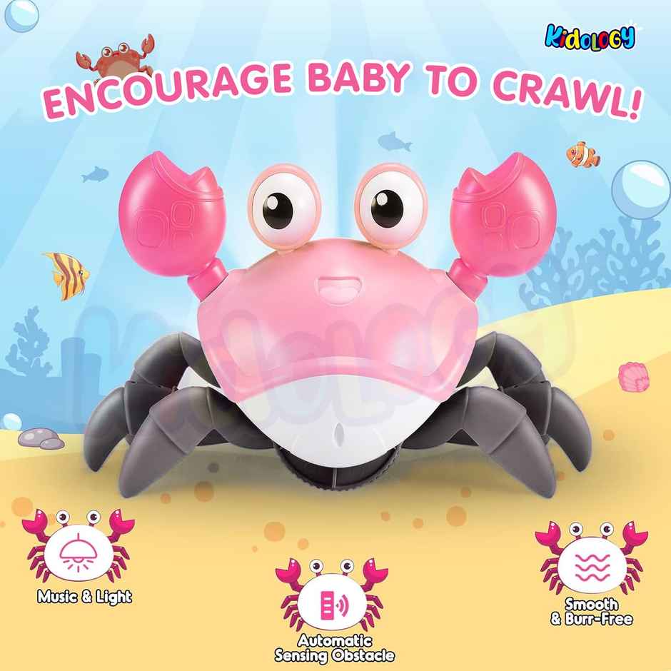 Kidology Crawling Crab Baby Musical Kids Toy with Led Lights & Rechargeable Battery - Assorted