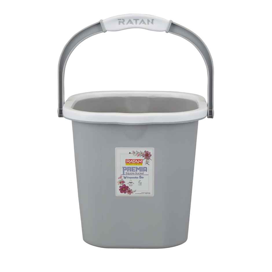 Ratan Plasticware Premia Bucket (5L X 1) - Diaso Grey|Light Weight And Easy To Carry