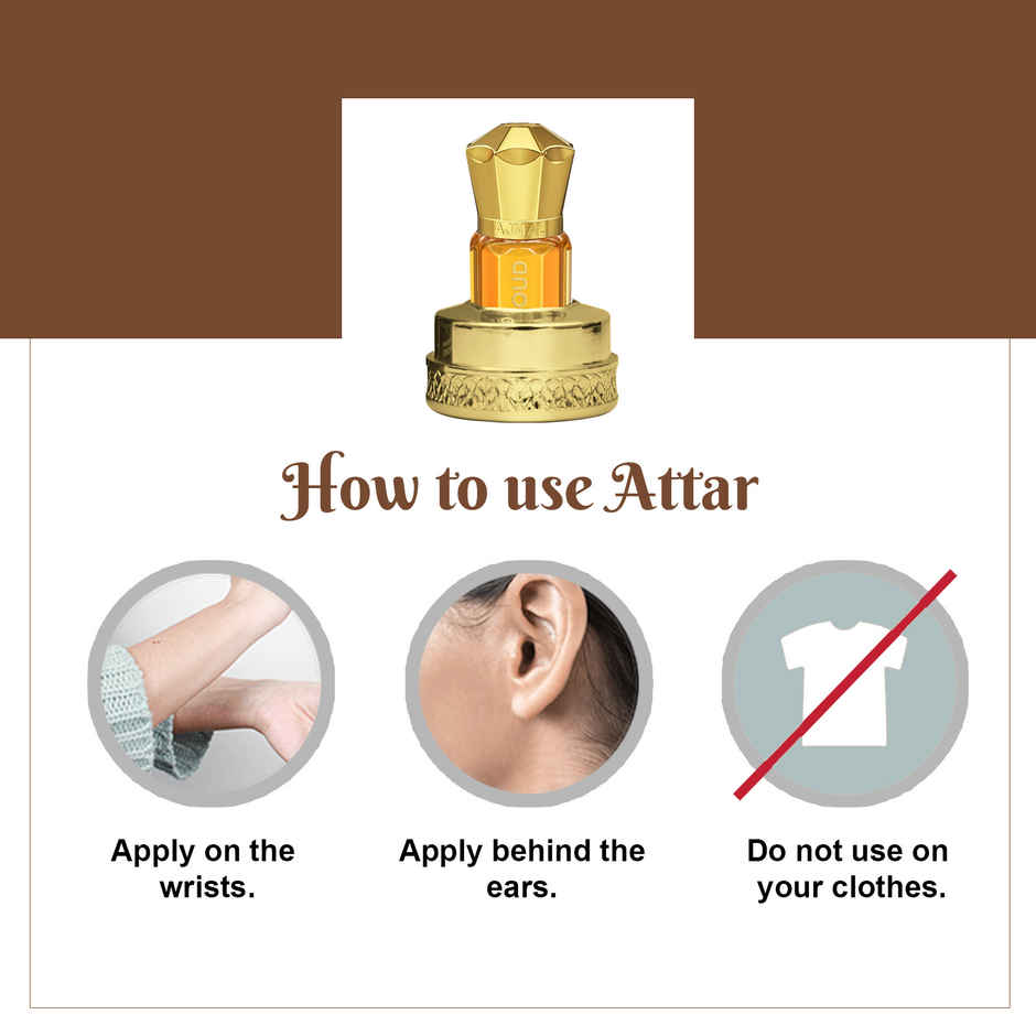 Ajmal Dubai Oud Attar Long Lasting Alcohol Free Perfume Oil for Men & Women