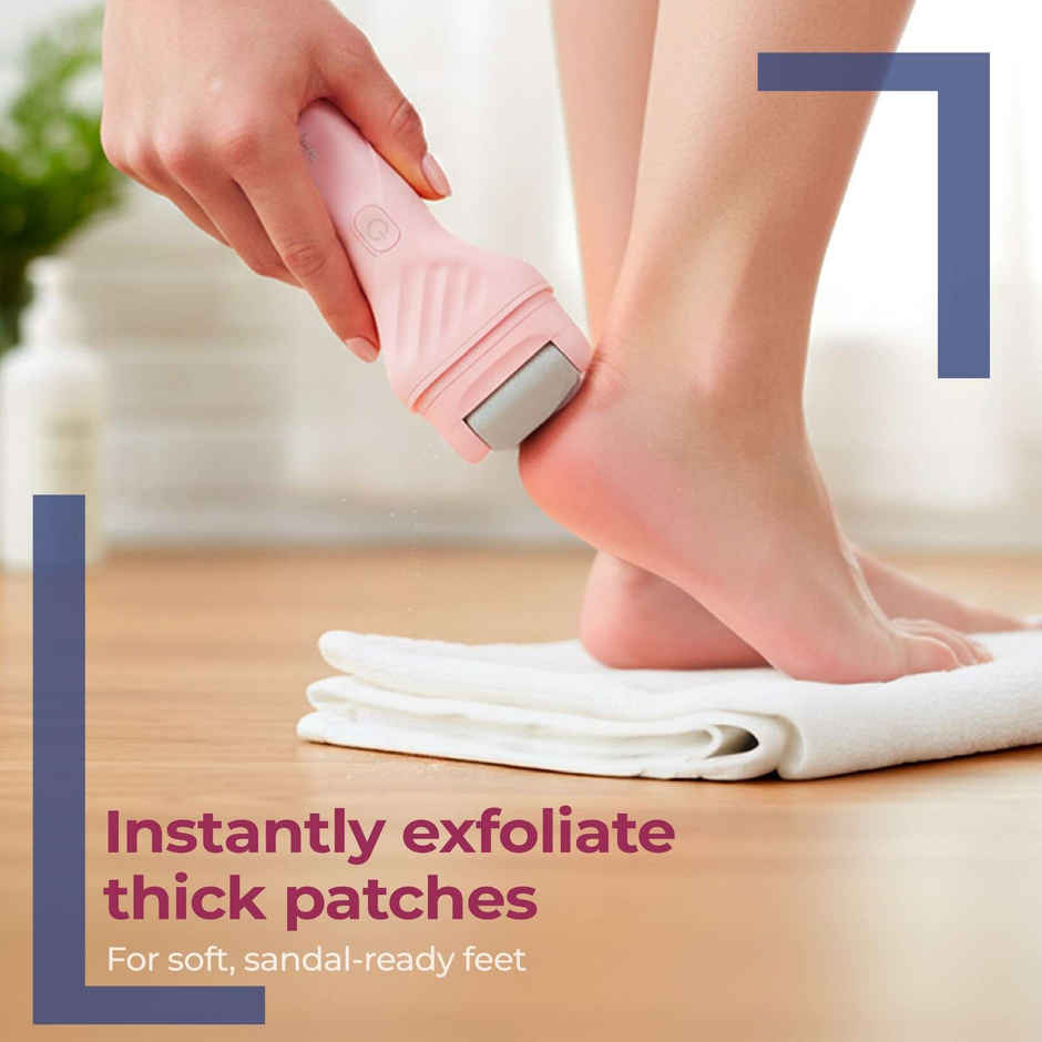 Lifelong Glideoff Ease Feet Callus Remover, 3 Heads, 2 Speed, Type C charger, 3 Hrs Runtime