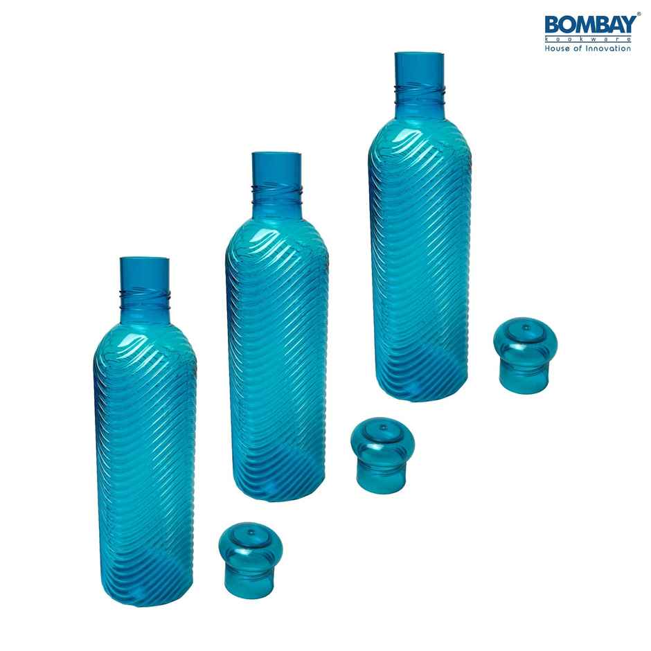 H2O BPA-free Plastic Water Bottle | Set of 3 pcs | Each 1000 ml | Blue