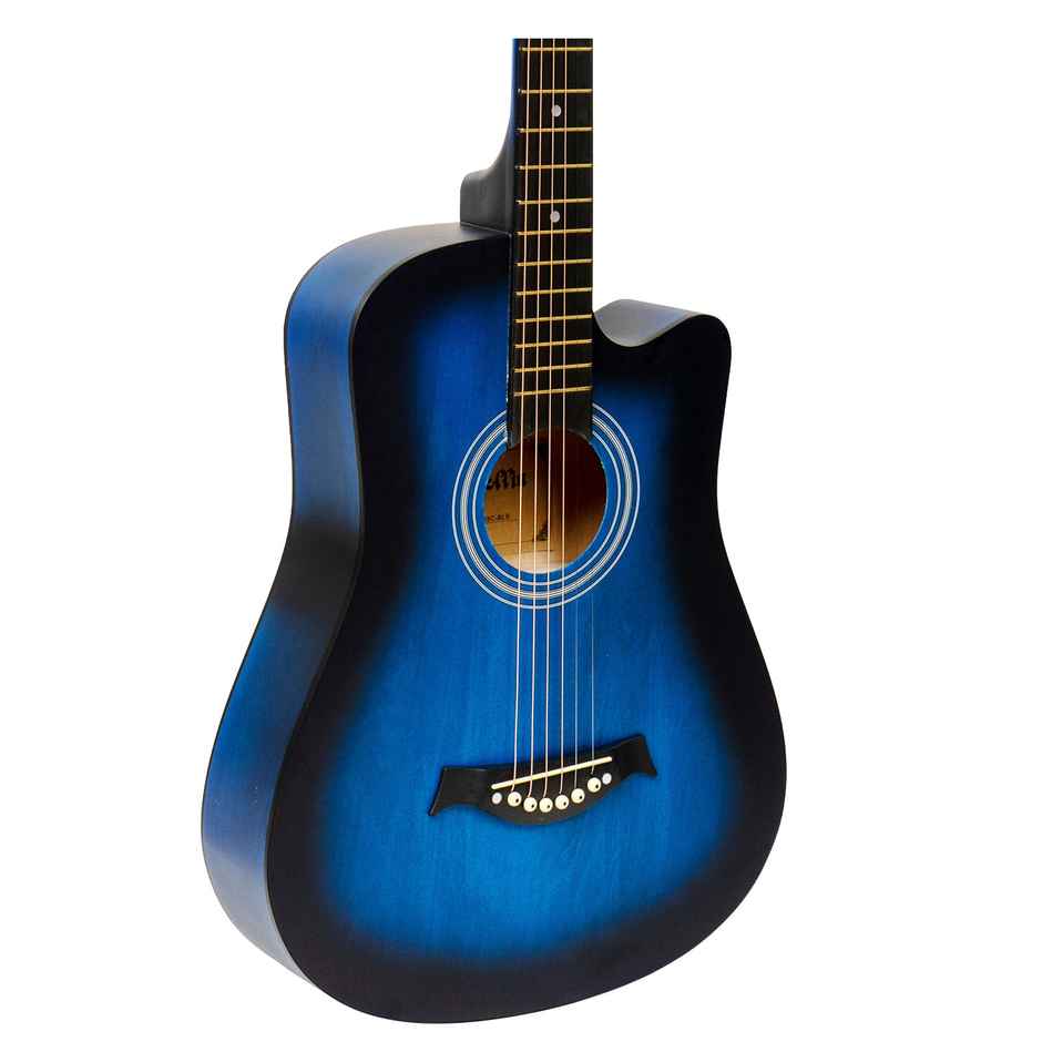Medellin 38 Inch Blue Acoustic Guitar, Premium Wood, with Free Learning Course and 3 Picks