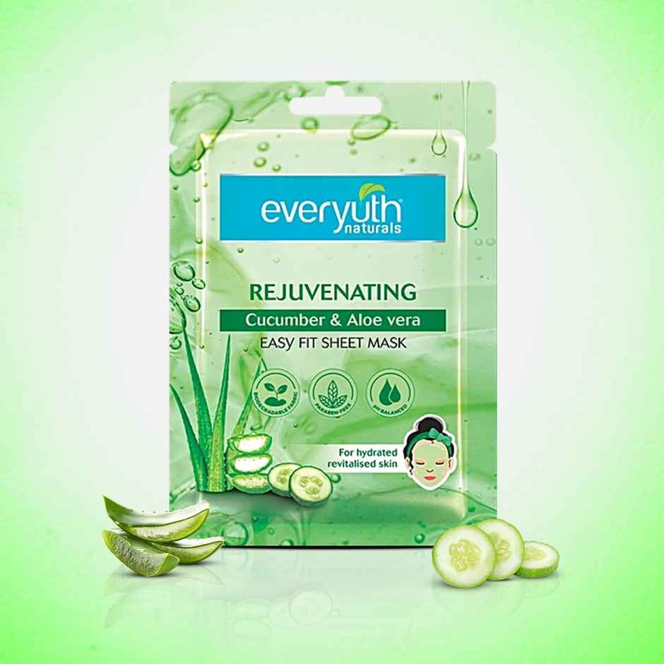Everyuth Naturals Rejuvenating Cucumber | Aloe Vera Easy Fit Sheet Mask