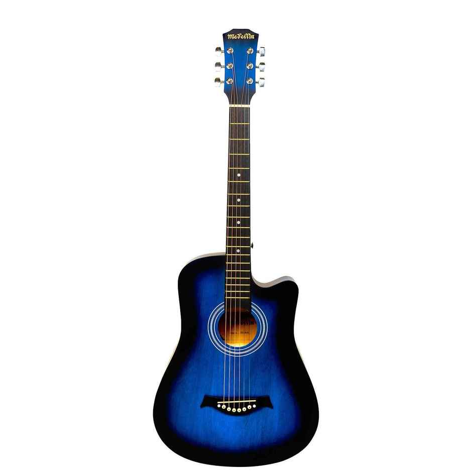 Medellin 38 Inch Blue Acoustic Guitar, Premium Wood, with Free Learning Course and 3 Picks