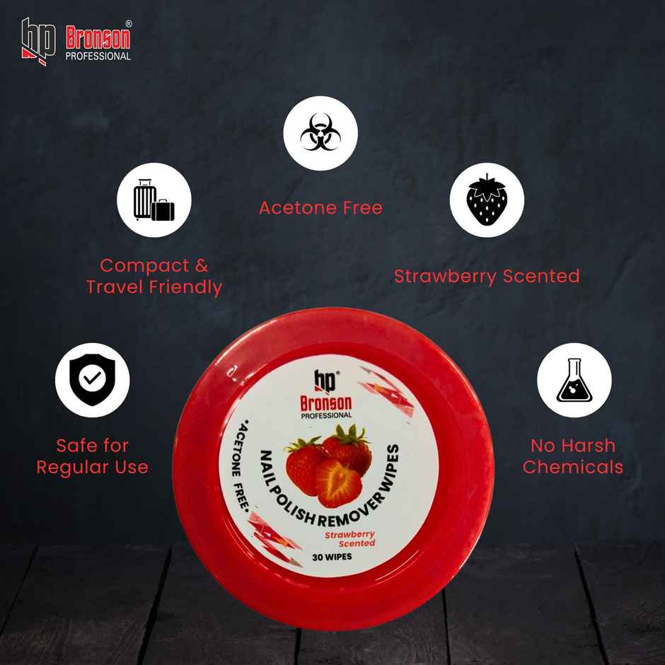 Bronson Professional Nail Polish Remover Wipes - Stawberry