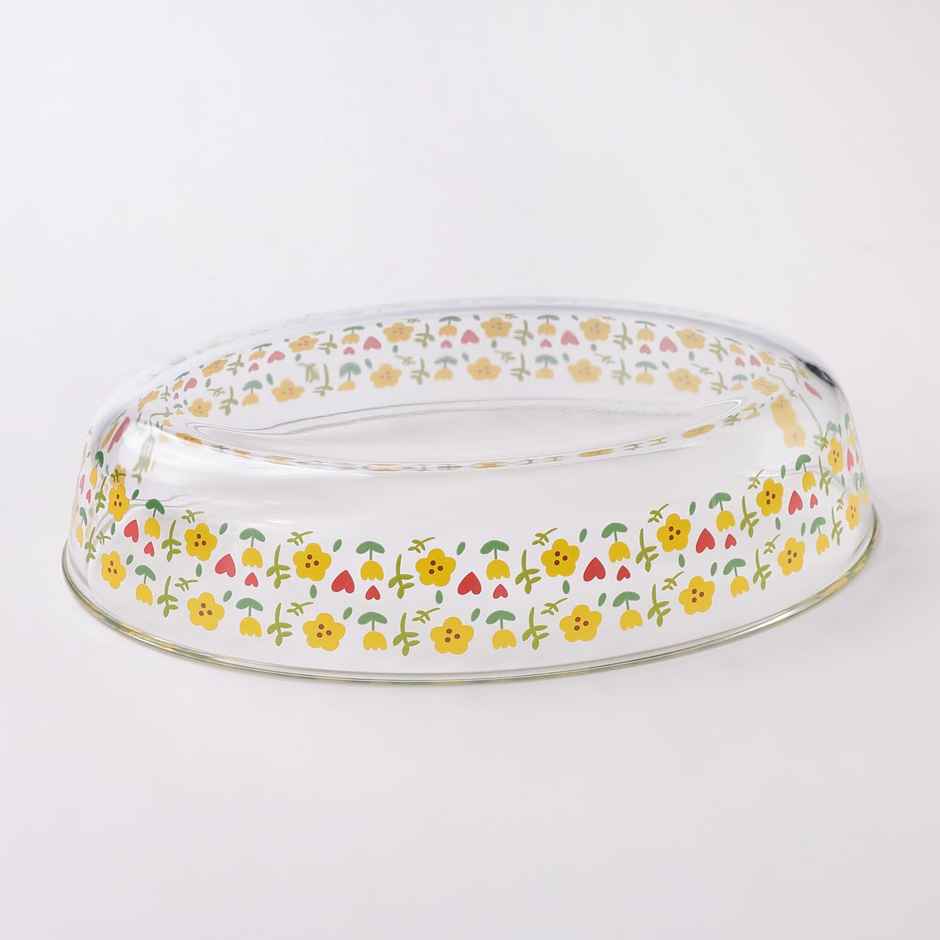 Umai 3000 ml Borosilicate Printed Baking Tray | Transparent Microwave Oven Safe Utensils