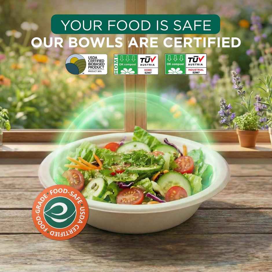 ECO SOUL | Bagasse Disposable Bowls | 350 ml | Round | 10 Count