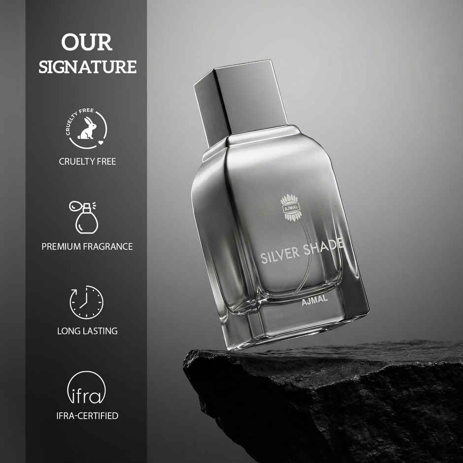 Ajmal Silver Shade Eau De Parfum | Long Lasting Scent Spray | Citrus Perfume Gift For Men
