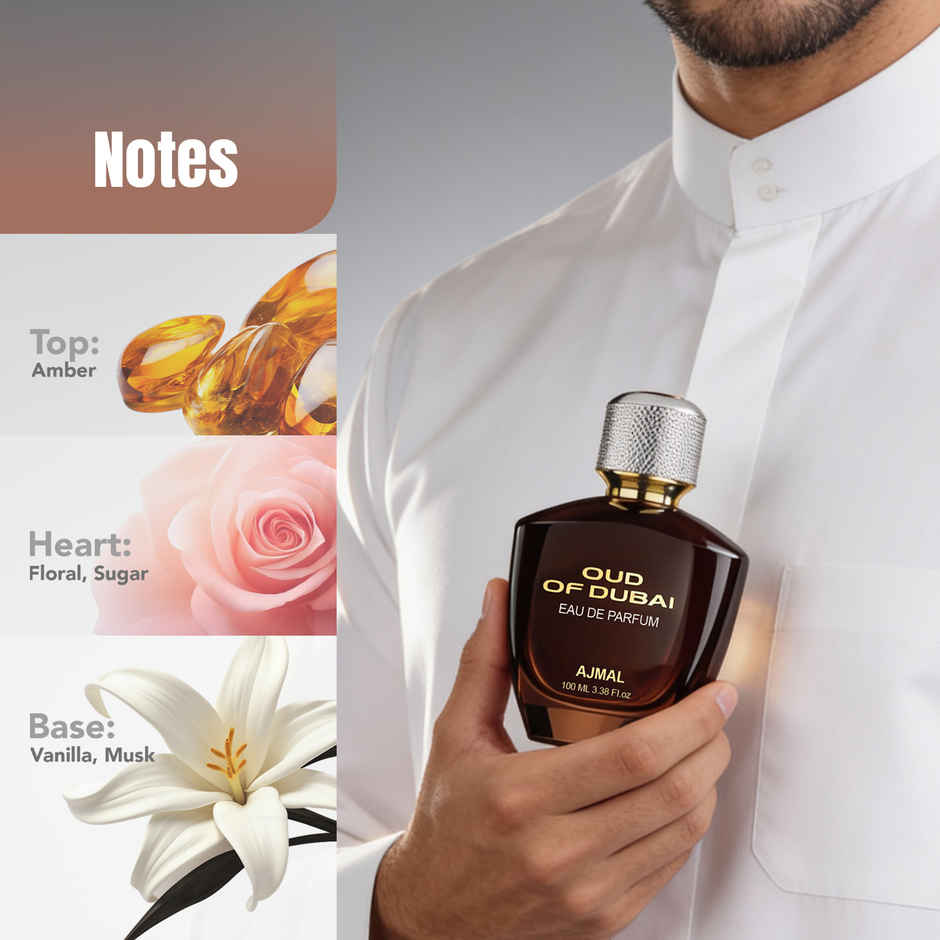 Ajmal Men's Gift Set Oud of Dubai EDP Leather Wallet