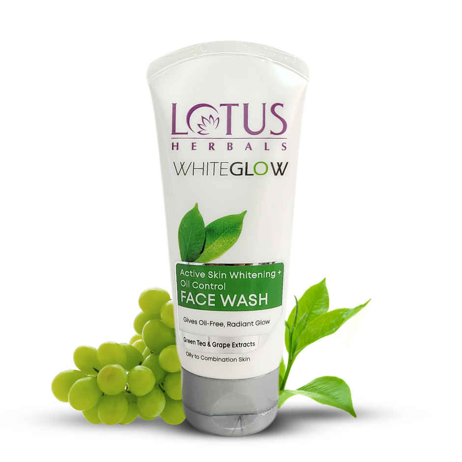 Lotus Herbals Whiteglow Active Skin Whitening & Oil Control Face Wash With Green Tea Extract Brightens Skin For All Skin Types