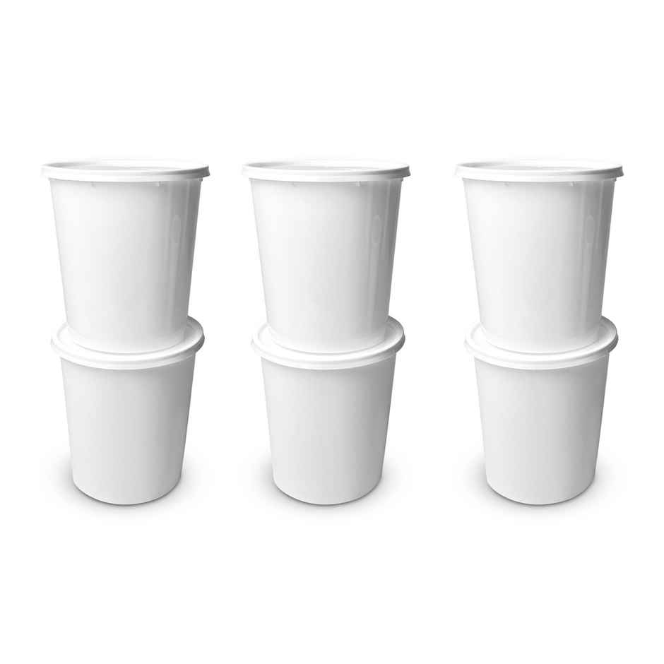 CREW4 Seal Reusable Plastic Containers with Lids for Food Storage | White - 1 L