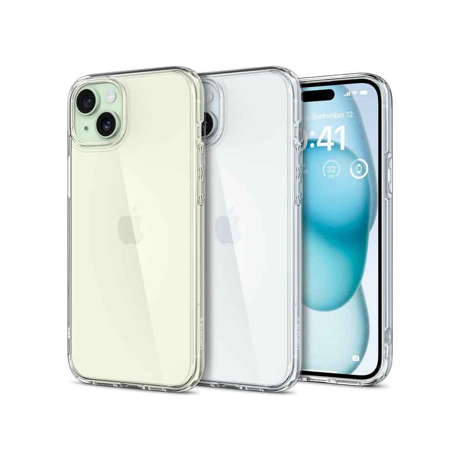 Spigen Ultra Hybrid Back Cover Case Compatible with iPhone 15 (TPU + Poly Carbonate | Crystal Clear)