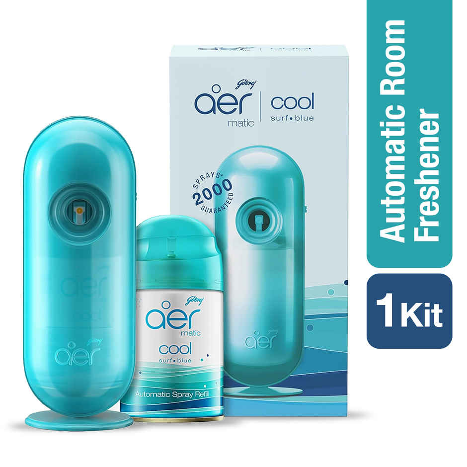 Godrej Aer Matic Cool Surf Blue Automatic Room Fresheners | Kit (Machine + 1 Refill)