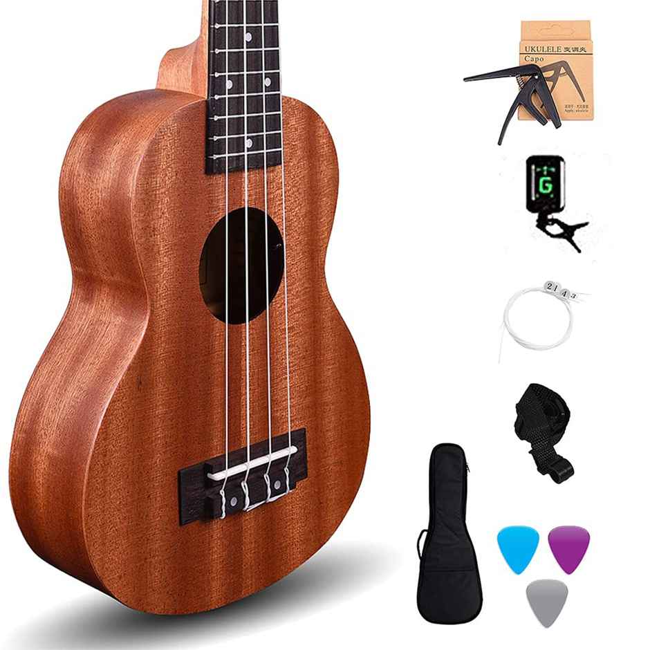 Kadence Wanderer Mahogany Ukulele, 21 Inch Soprano, Free Learning Course, Bag, Tuner & More