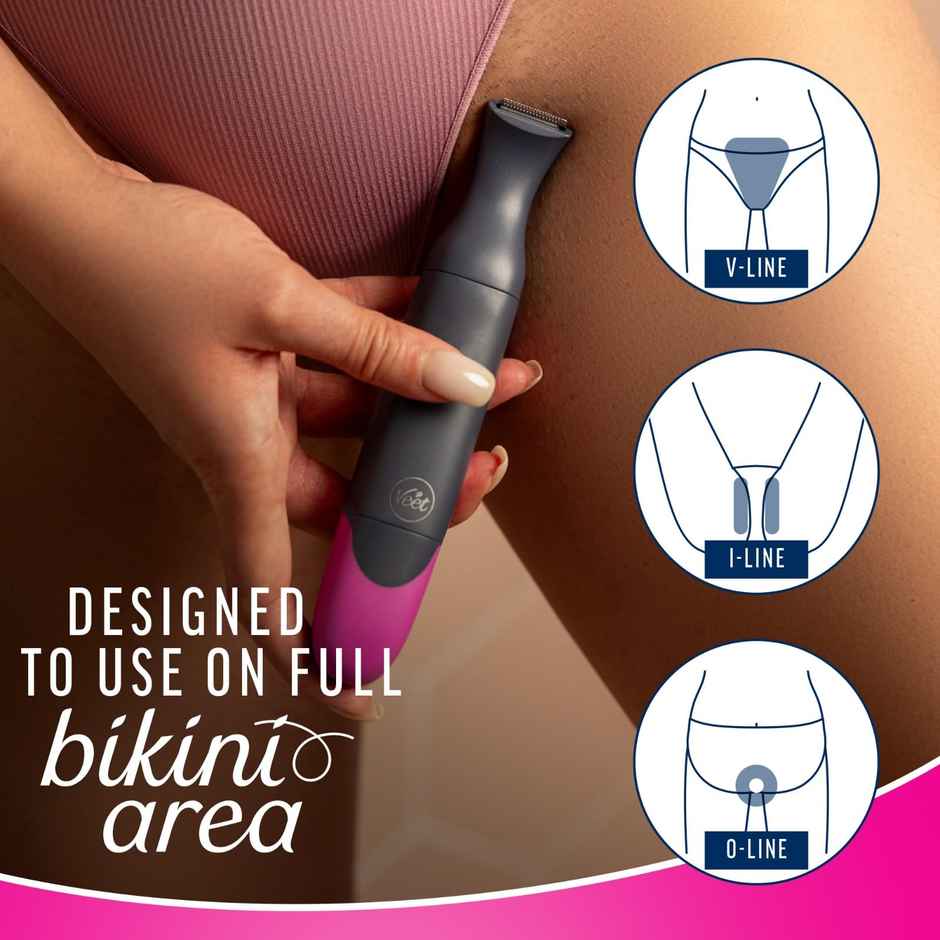 Veet Expert All-in-One Female Body Trimmer | Full Body, Bikini, Face & Eyebrow Grooming Trimmer - Black & Pink