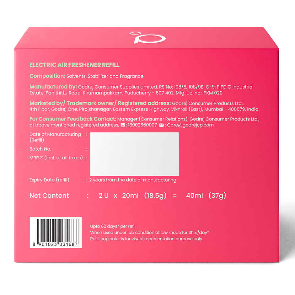 Godrej aer Plug Electric Air Freshener | 2 Refills | Rose Blossom