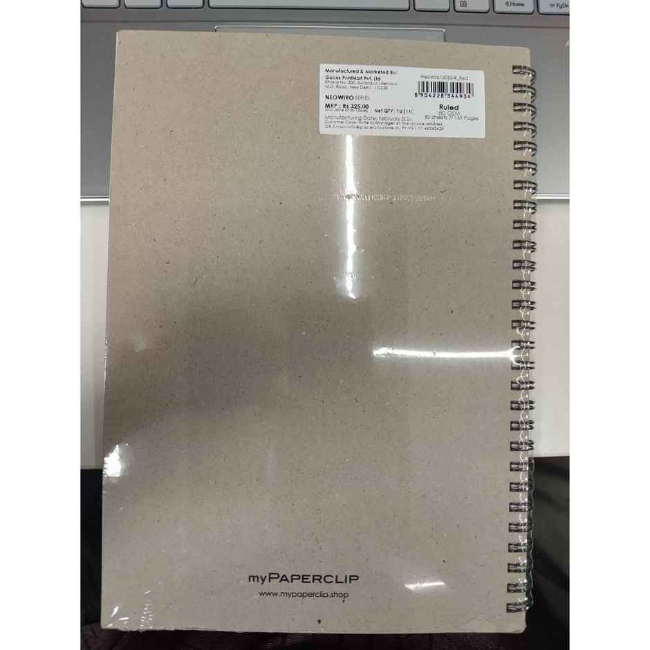 myPAPERCLIP - Neo Wiro Series NoteBook, 160 Pages, B5-Ruled-Red