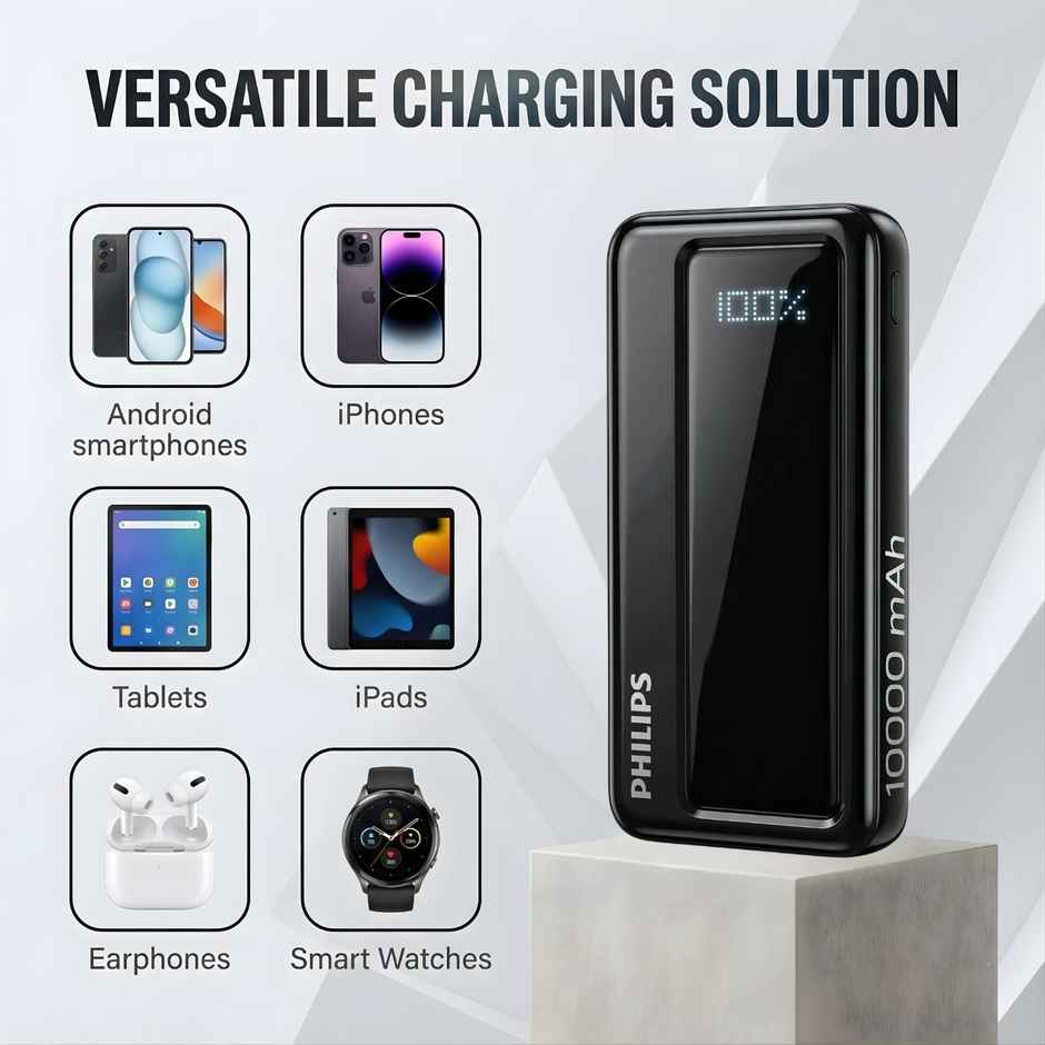 Philips DLP1711NB/94 10000mAh 22.5W Max Fast Charging Power Bank with Digital LED Display