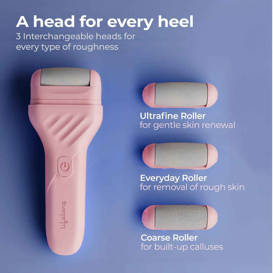 Lifelong Glideoff Ease Feet Callus Remover, 3 Heads, 2 Speed, Type C charger, 3 Hrs Runtime