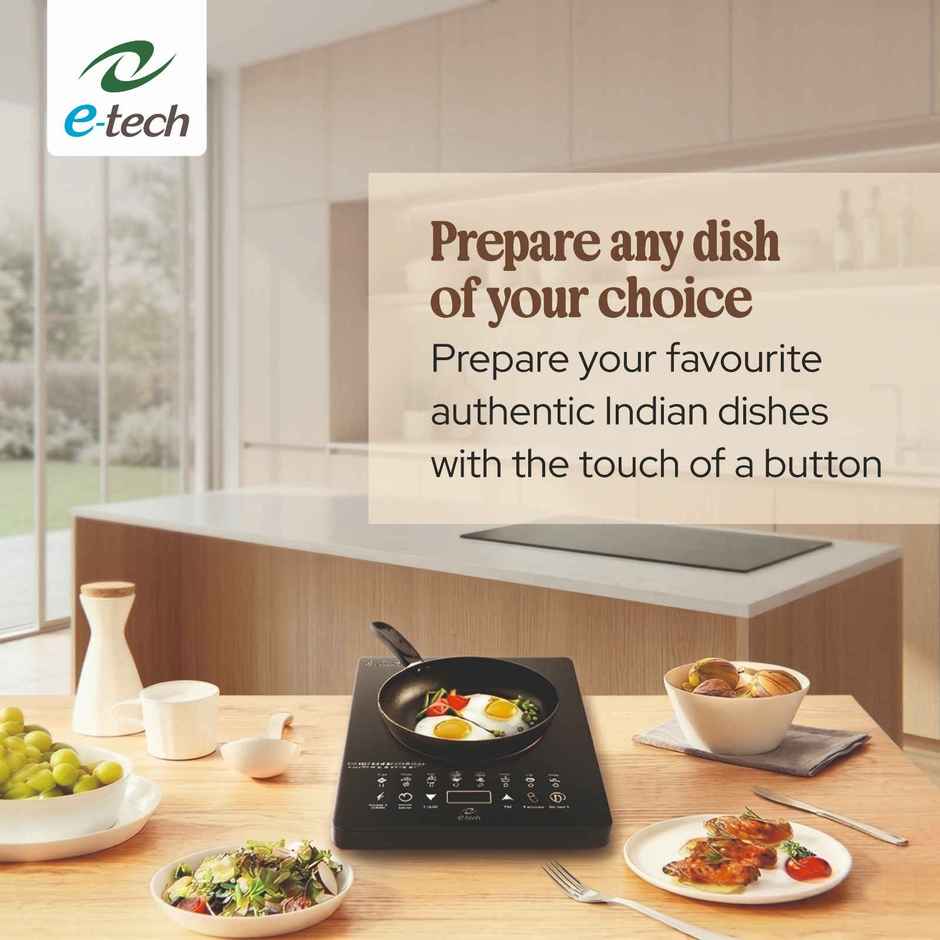 Etech TopChef 2000W Induction Cooktop with Touch Control | Overheat Protection & Multi Cook Options
