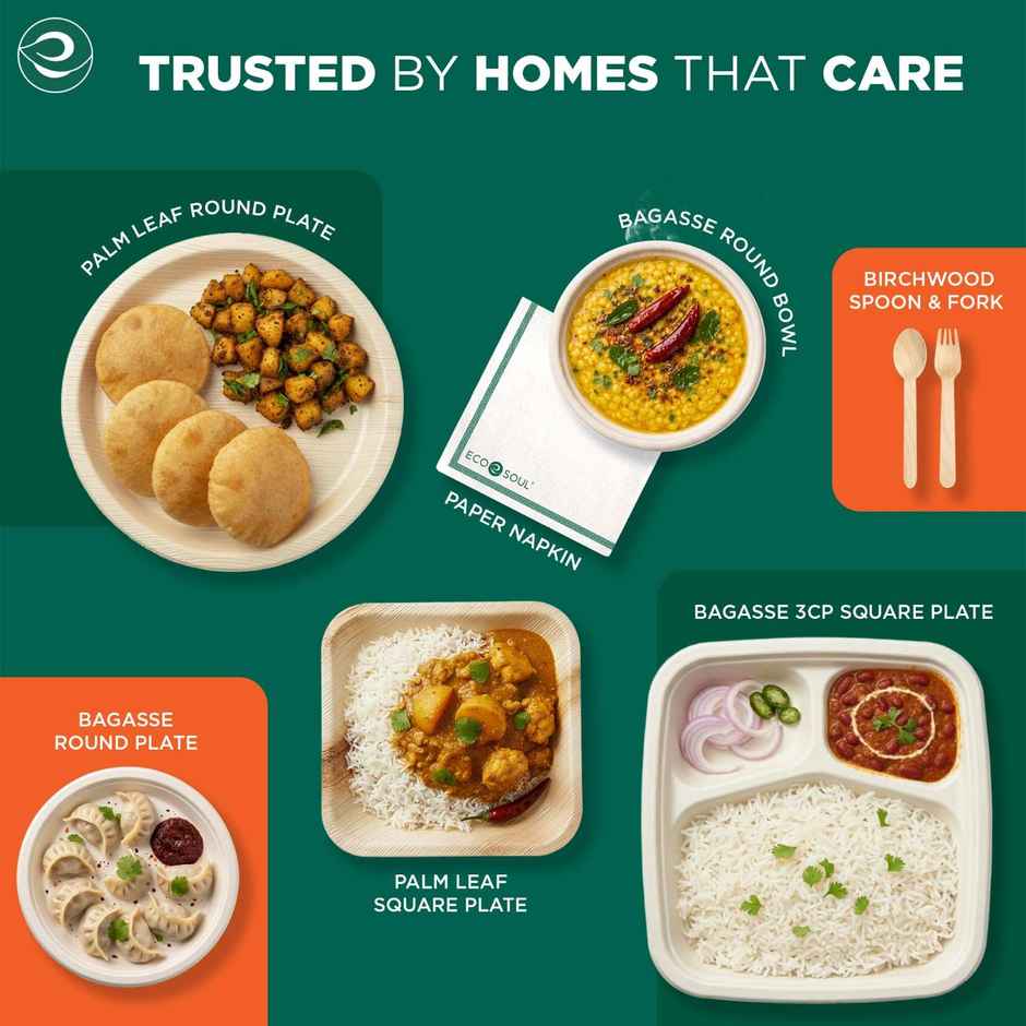 ECO SOUL | Bagasse Disposable Bowls | 350 ml | Round | 10 Count