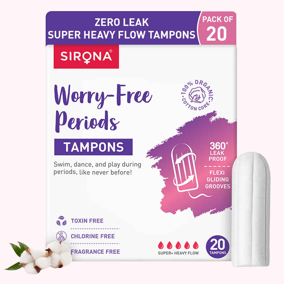 Sirona Super Plus Tampons for Heavy Flow | Organic Cotton Core | High Absorbency | Leak-Proof