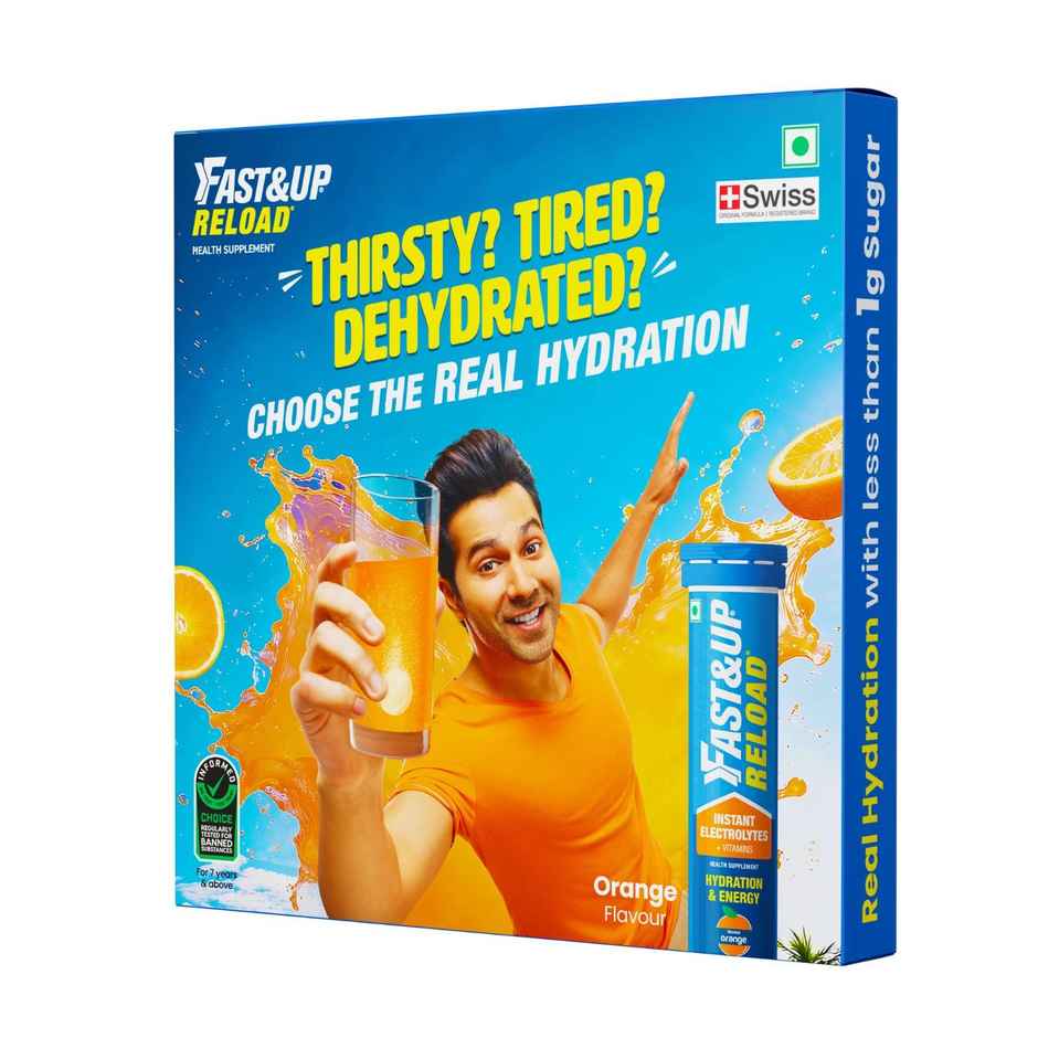 Fast&Up Reload Low Sugar Instant Hydration with 5 Essential Electrolytes | Orange