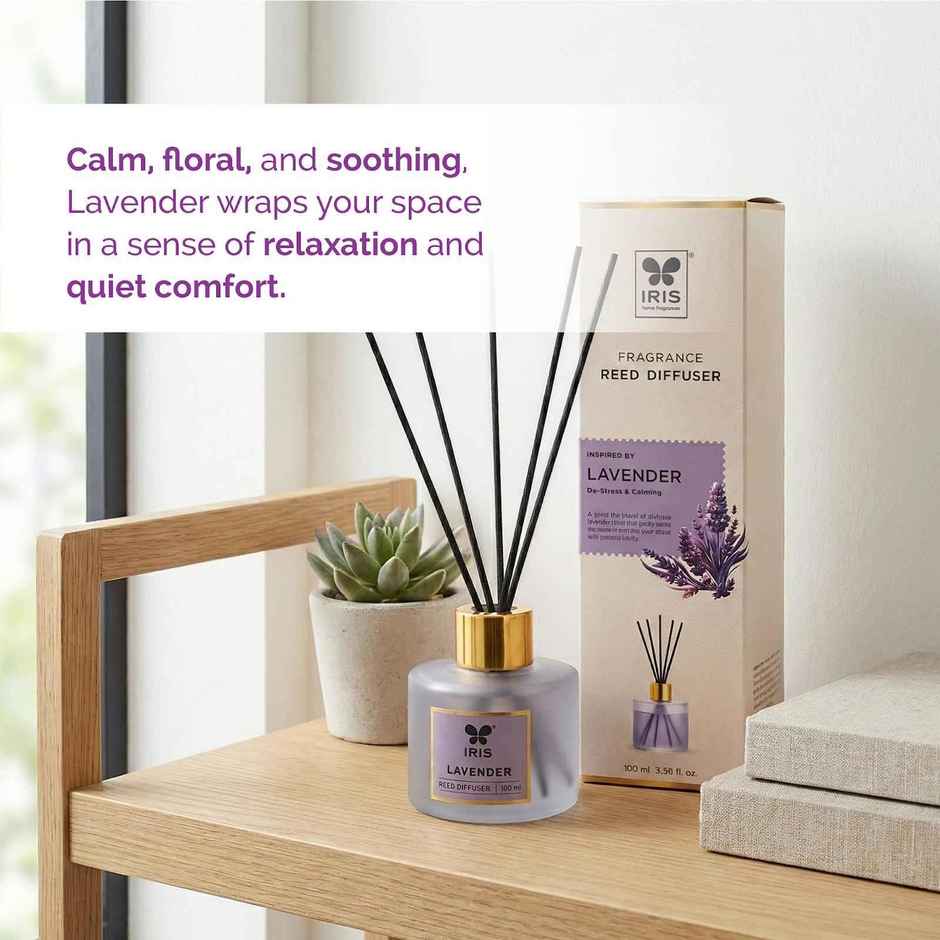 IRIS Lavender Frosted Glass Reed Diffuser Set | Oil and 5 Fibre Reed sticks
