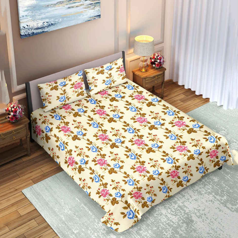 Dream Living Double Bedsheet Set | Cream - 210 x 220 cm