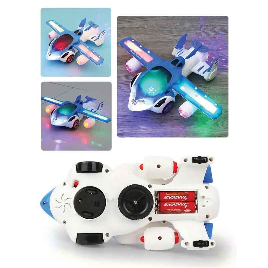 Kidology 3d Flying Airplane Car Toy Car for Kids 360 Degree Rotation Battery Operated Spaceship