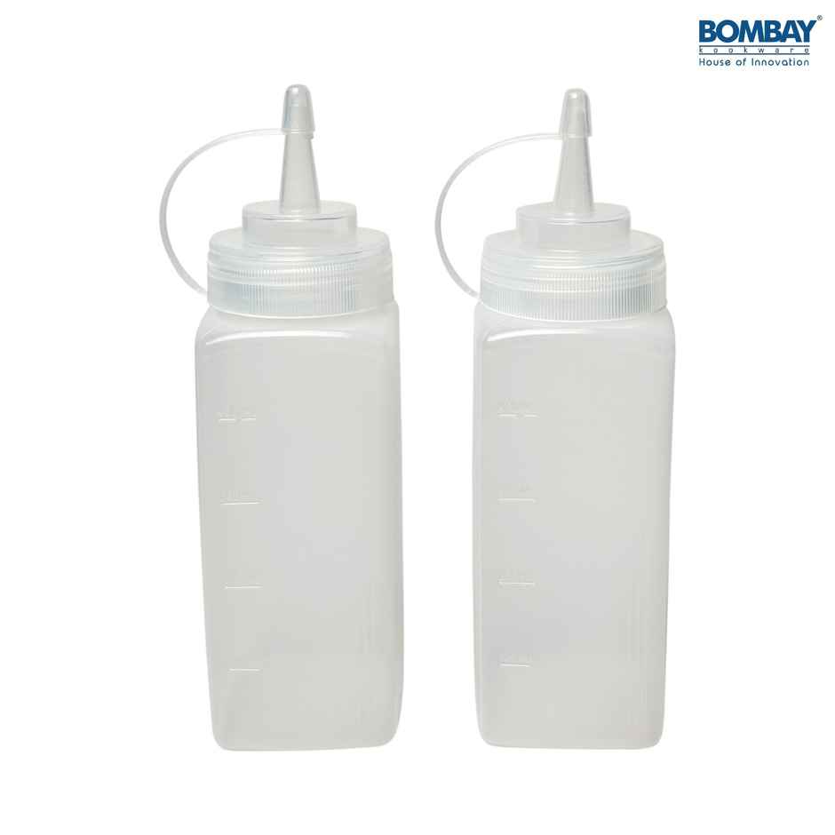 Square Shape Sauce Bottle White 500ml | Pack of 2