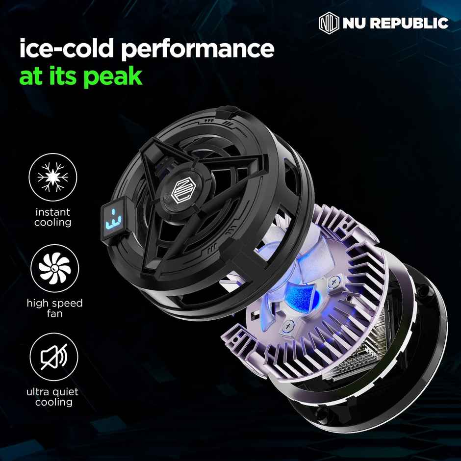 Nu Republic Dread Chill Magnetic Mobile Gaming Cooler with Led Temperature Display (Black)