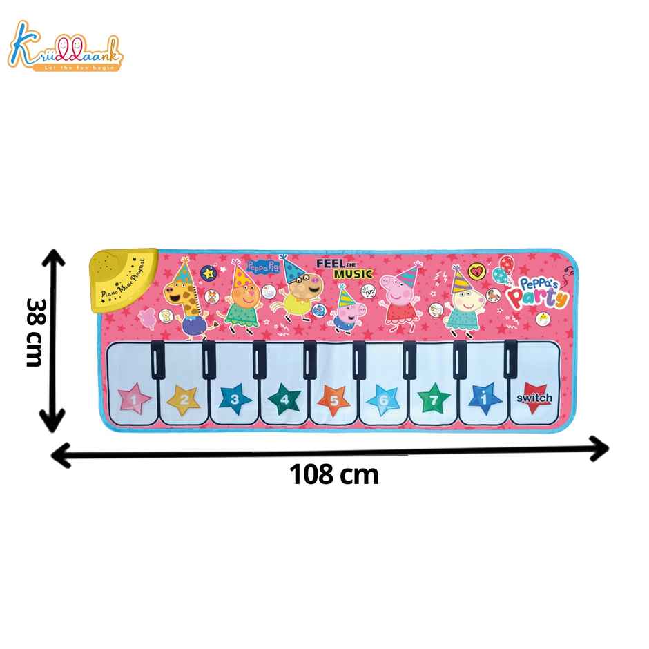 Kriiddaank Peppa Music Piano Playmat with 8 Music Modes & Animal Sounds Baby Playing Mat -108 x 38CM