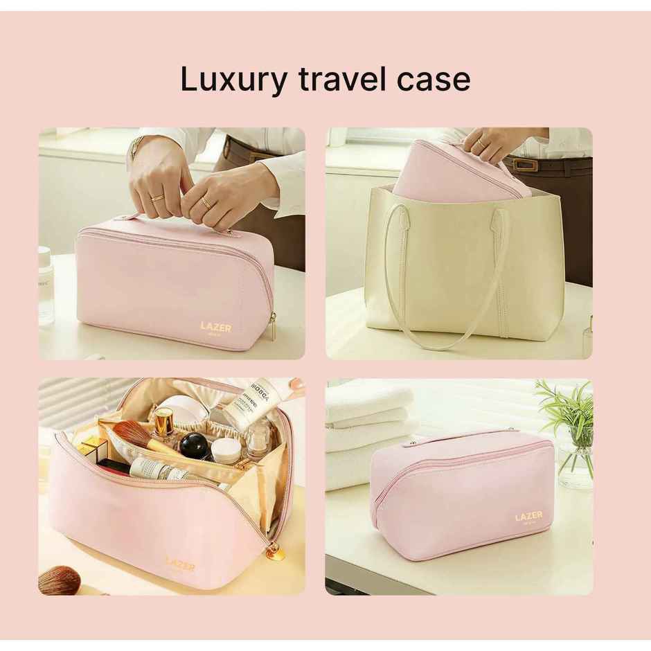 Lazer Travel Cosmetic Makeup Pouches for Women Travel Organizer Bag | Pink
