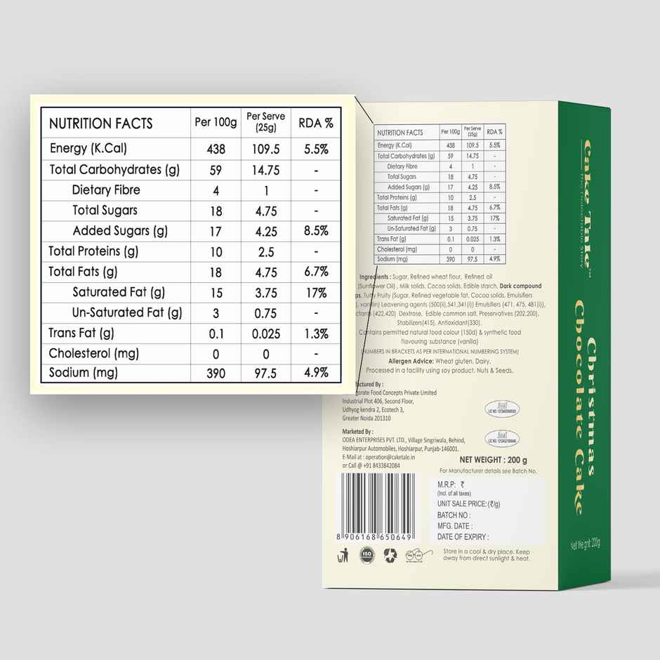 Cake Tale Barcake Christmas Chocolate | Eggless/Veg | Rich & Flavorful