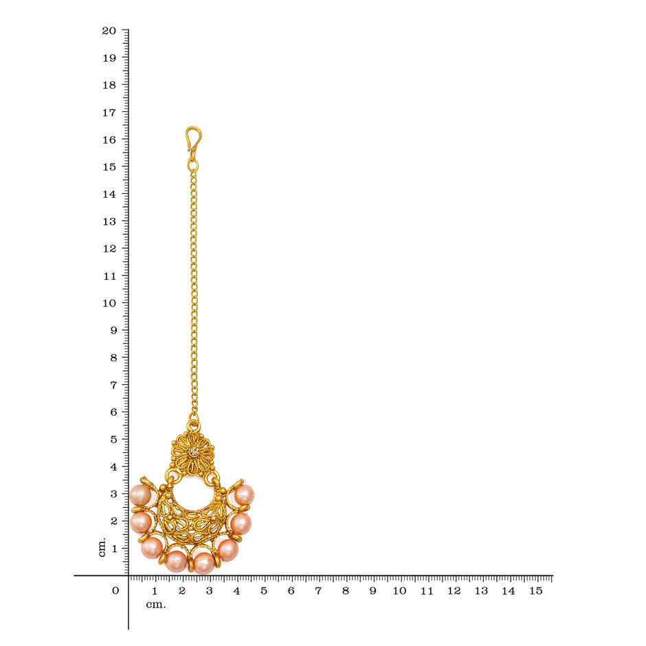 Aadita Traditional Maang Tikka- Gold Plated Kundan & Pearl Headpiece for Bridal & Ethnic Wear