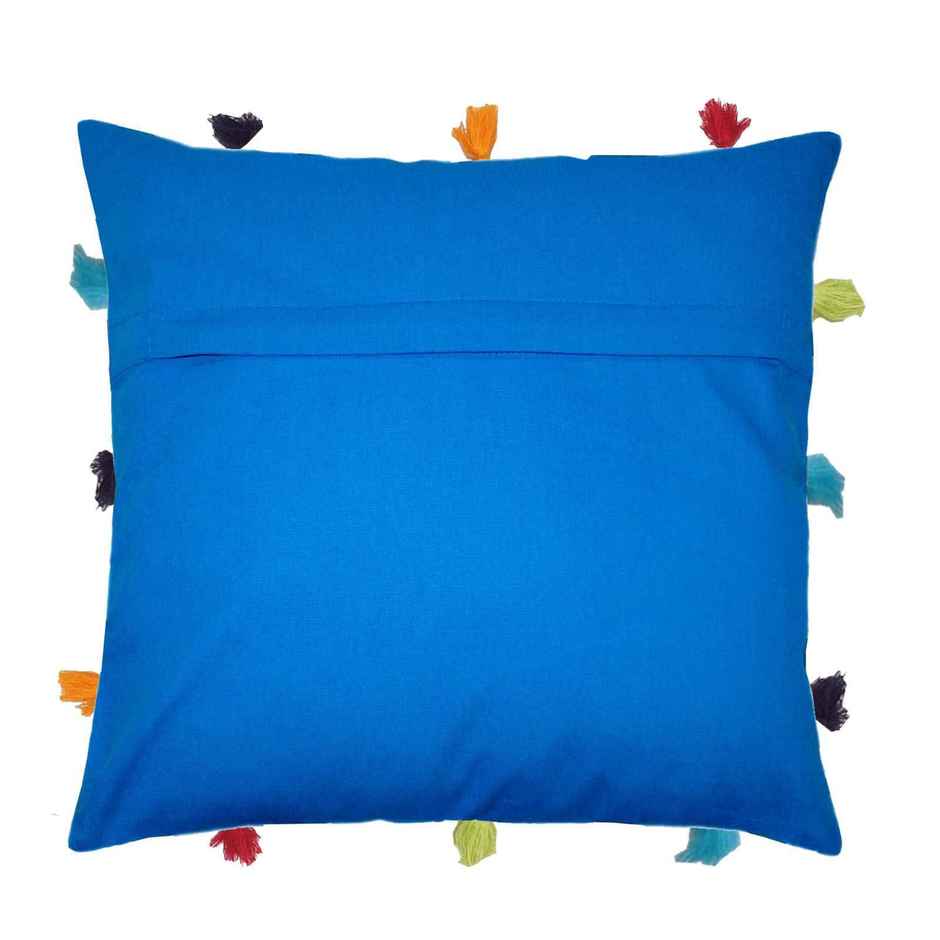 Lushomes Cushion Cover - Blue | 12 x 12 inch | Tassels