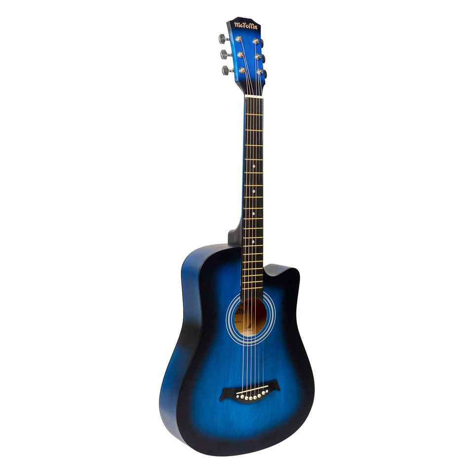 Medellin 38 Inch Blue Acoustic Guitar, Premium Wood, with Free Learning Course and 3 Picks