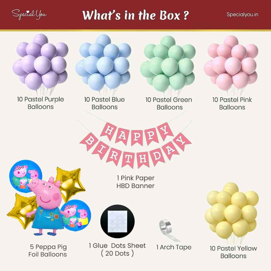 Peppa Pig Theme Birthday Decor With Foil Balloon Set | Special You
