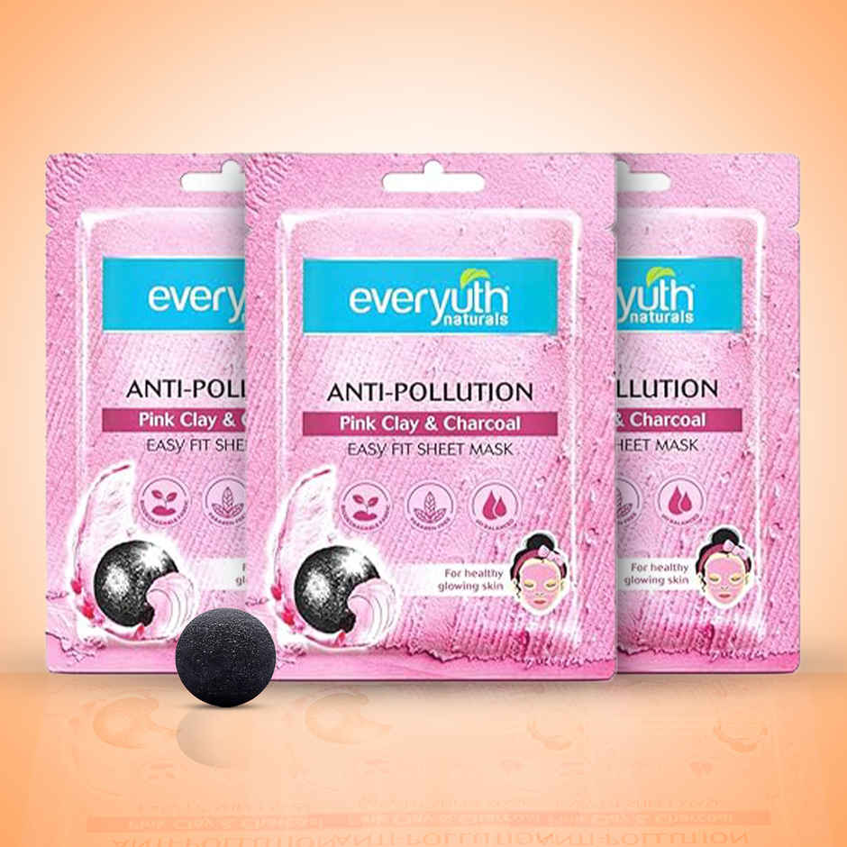 Everyuth Naturals Anti Pollution Pink Clay & Charcoal Sheet Mask