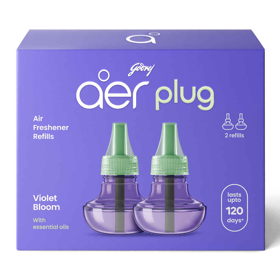 Godrej aer Plug Electric Air Freshener | 2 Refills | Violet Bloom