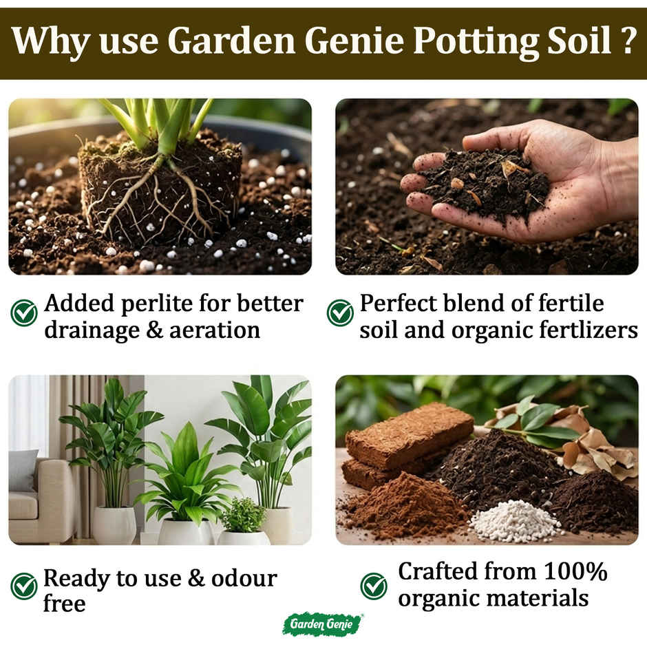 Garden Genie Potting Soil Mix for plants | Organic Garden Plant Soil for All Types of Plants